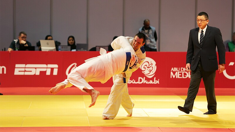 World Games Abu Dhabi 2019: judo athletes competing. 