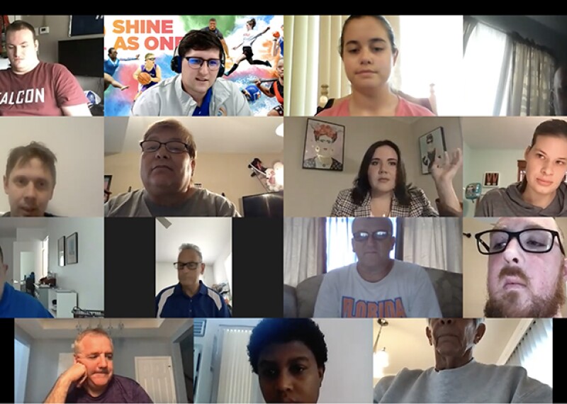 Special Olympics athletes appear on a Zoom call to plan the 2022 USA Games.