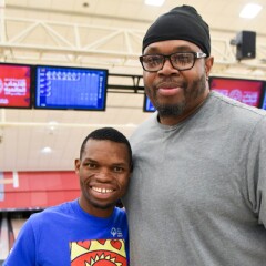 Sam Perkins, Special Olympics Global Ambassador and Nyasha Derera Chair, Global Athlete Congress; Special Olympics Athlete, Zimbabwe; Sargent Shriver International Global Messenger