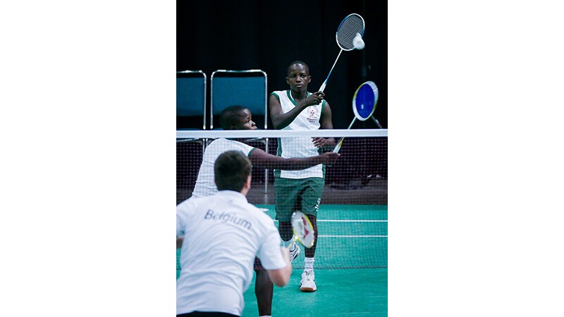 A badminton game being played at Special Olympics World Summer Games Los Angeles 2015