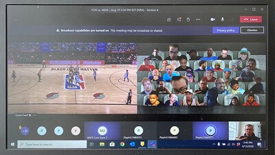 A behind-the-scenes view of the NBA virtual fan experience on Microsoft Teams.