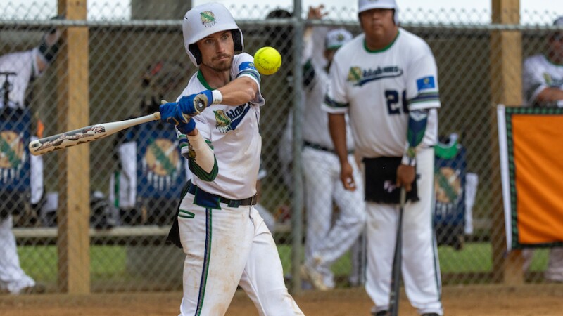 A batter keeps his eye on the ball during his time at bat. 