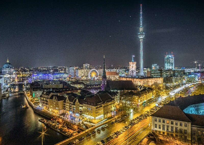 A cityscape shot of downtown Berlin, Germany