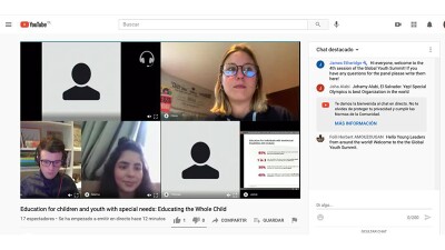 Three Special Olympics Youth Leaders share a presentation about education for people with intellectual disabilities through a digital Global Youth Summit.