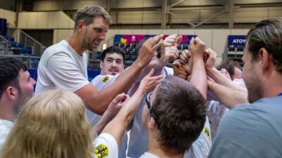 Dirk Nowitzki with Special Olympics Deutschland at basketball 3X3 