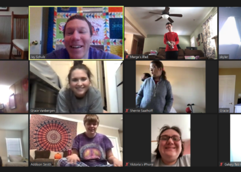 Special Olympics Kansas athletes and Unified partners connect via Zoom. 