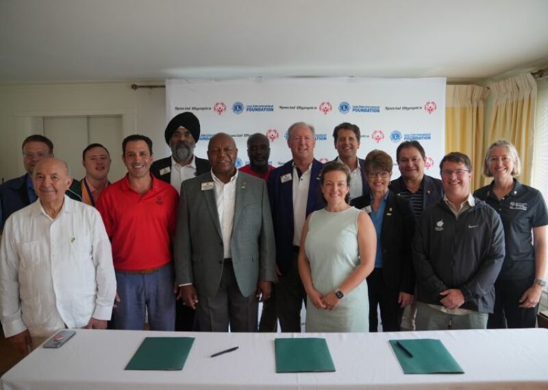 Gathering for the signing of the Lions Clubs International Foundation (LCIF) signed a historic five-year partnership agreement