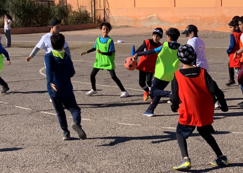 Students from Special Olympics Morocco Unified Schools engage in a football match 