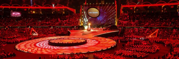 Abu Dhabi opening ceremonies with fireworks.