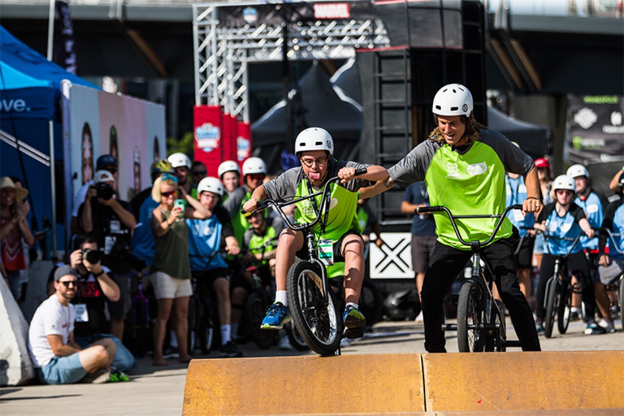 Teammates Jenny Anderson (SO Minnesota) and Kyle Baldock (10-time X Games medalist) get ready to show their stuff!