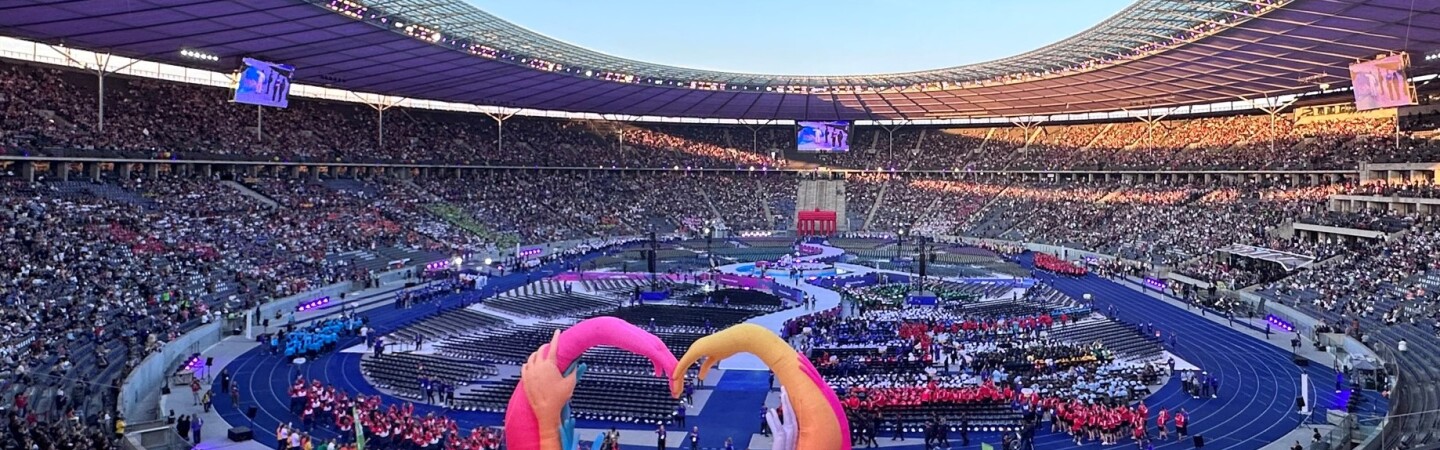 thousands of people in Olympiastadion for the Opening Ceremony of Berlin 2023