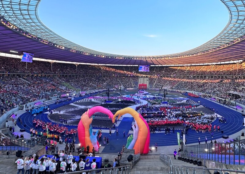 thousands of people in Olympiastadion for the Opening Ceremony of Berlin 2023