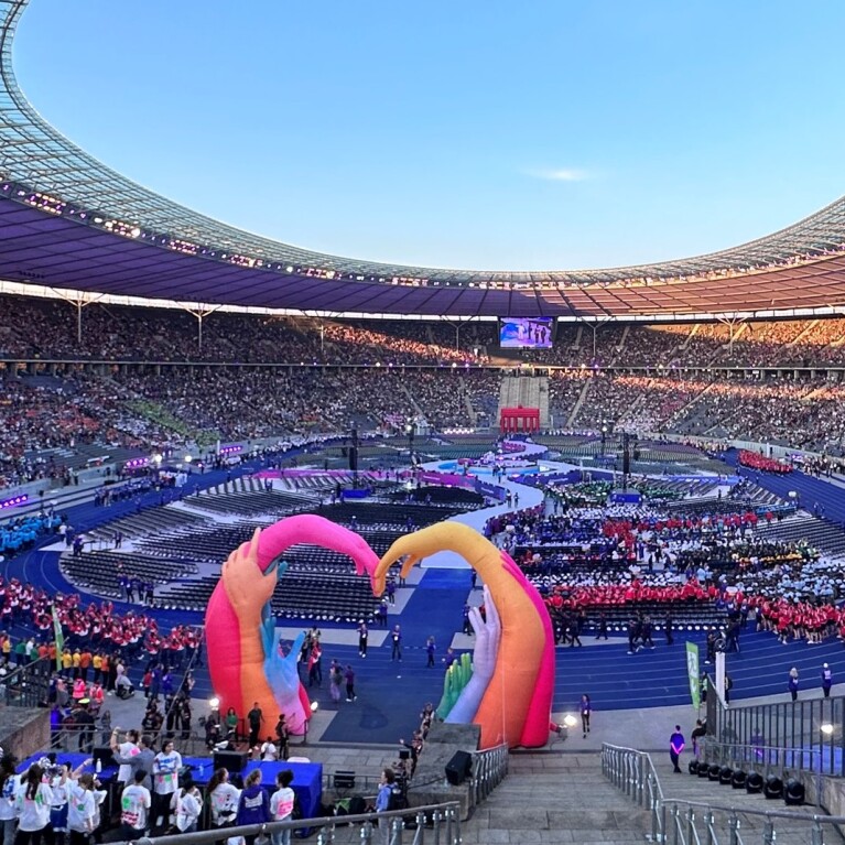 thousands of people in Olympiastadion for the Opening Ceremony of Berlin 2023