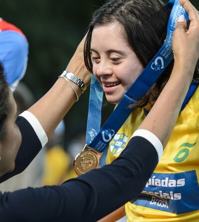 Athlete being presented a medal